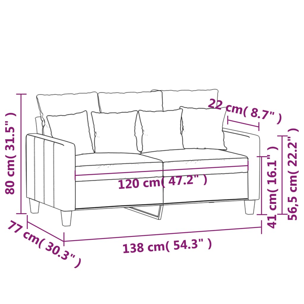 2-personers sofa 120 cm stof lysegrå