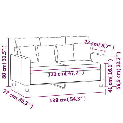 2-personers sofa 120 cm stof vinrød