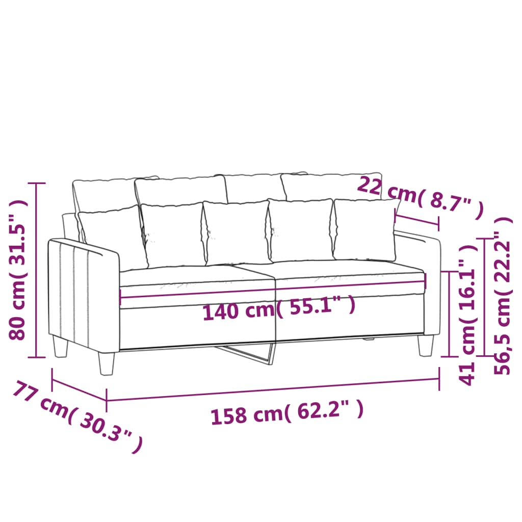 2-personers sofa 140 cm stof cremefarvet