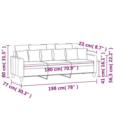 3-personers sofa 180 cm stof lysegrå