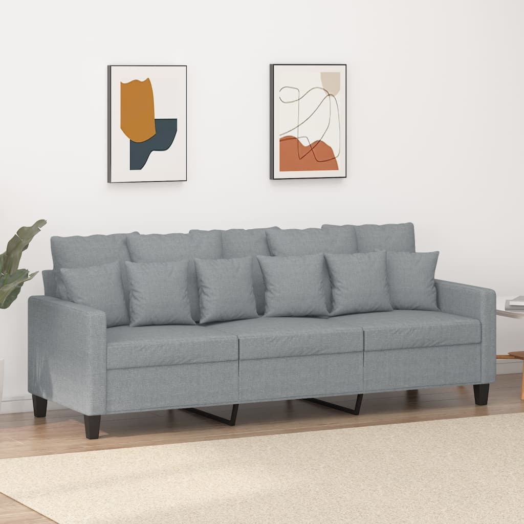 3-personers sofa 180 cm stof lysegrå