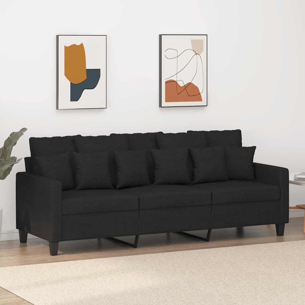 3-personers sofa 180 cm stof sort