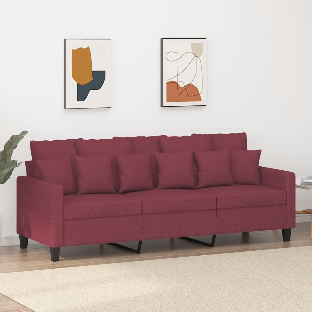 3-personers sofa 180 cm stof vinrød