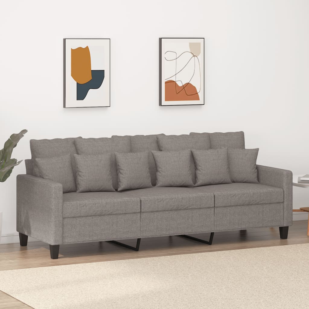 3-personers sofa 180 cm stof gråbrun