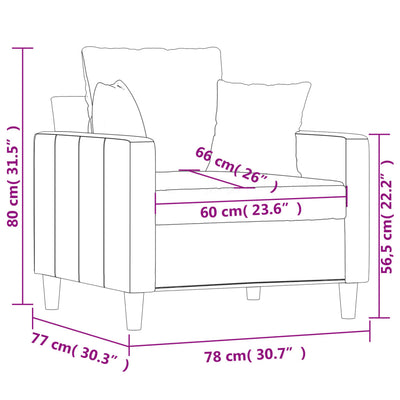 lænestol 60 cm velour lysegrå