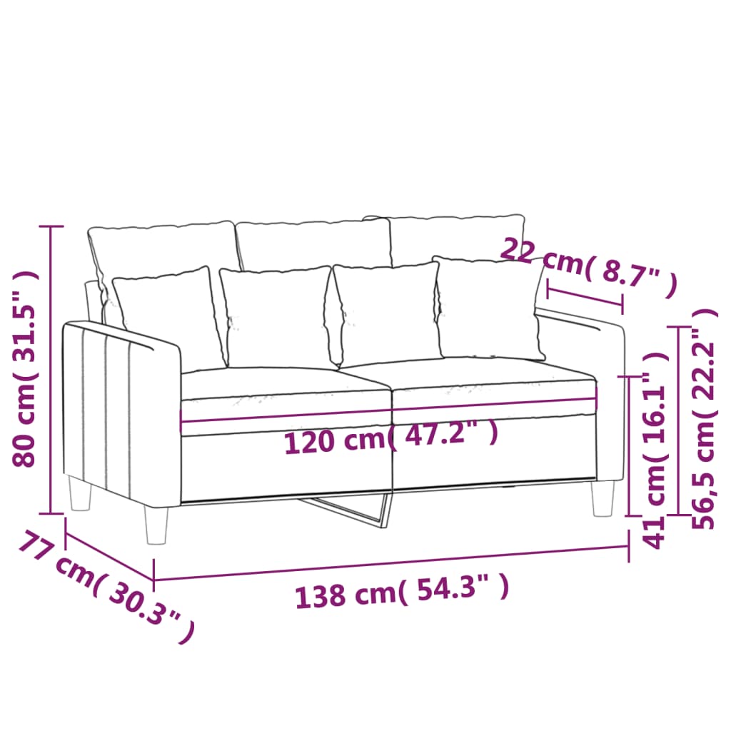 2-personers sofa 120 cm velour lysegrå