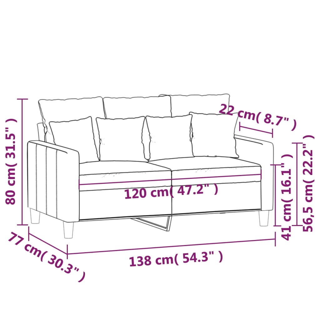 2-personers sofa 120 cm velour mørkegrå