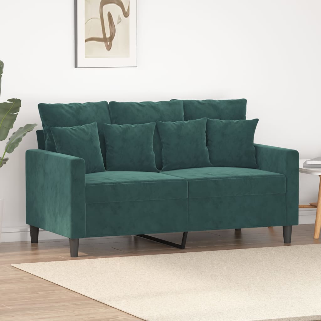 2-personers sofa 120 cm fløjl mørkegrøn