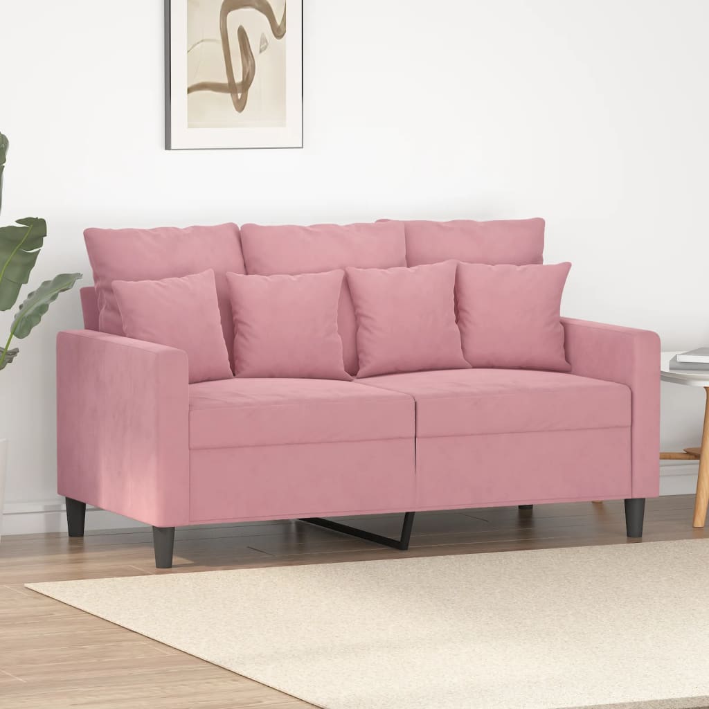 2-personers sofa 120 cm fløjl lyserød