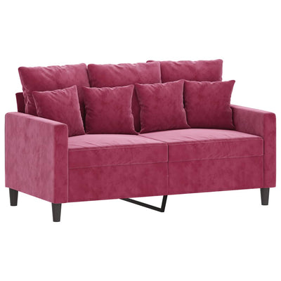 2-personers sofa 120 cm fløjl vinrød