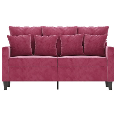 2-personers sofa 120 cm fløjl vinrød