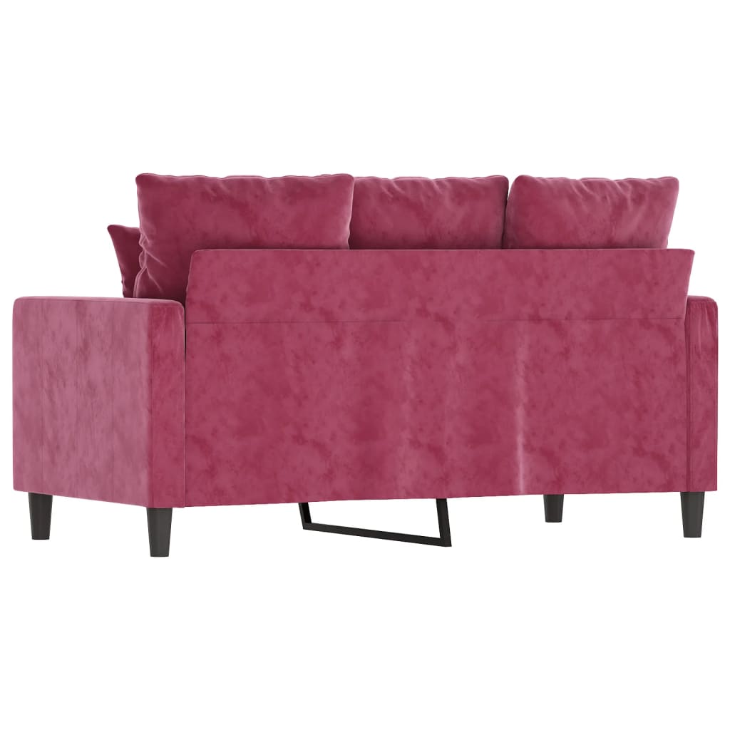 2-personers sofa 120 cm fløjl vinrød