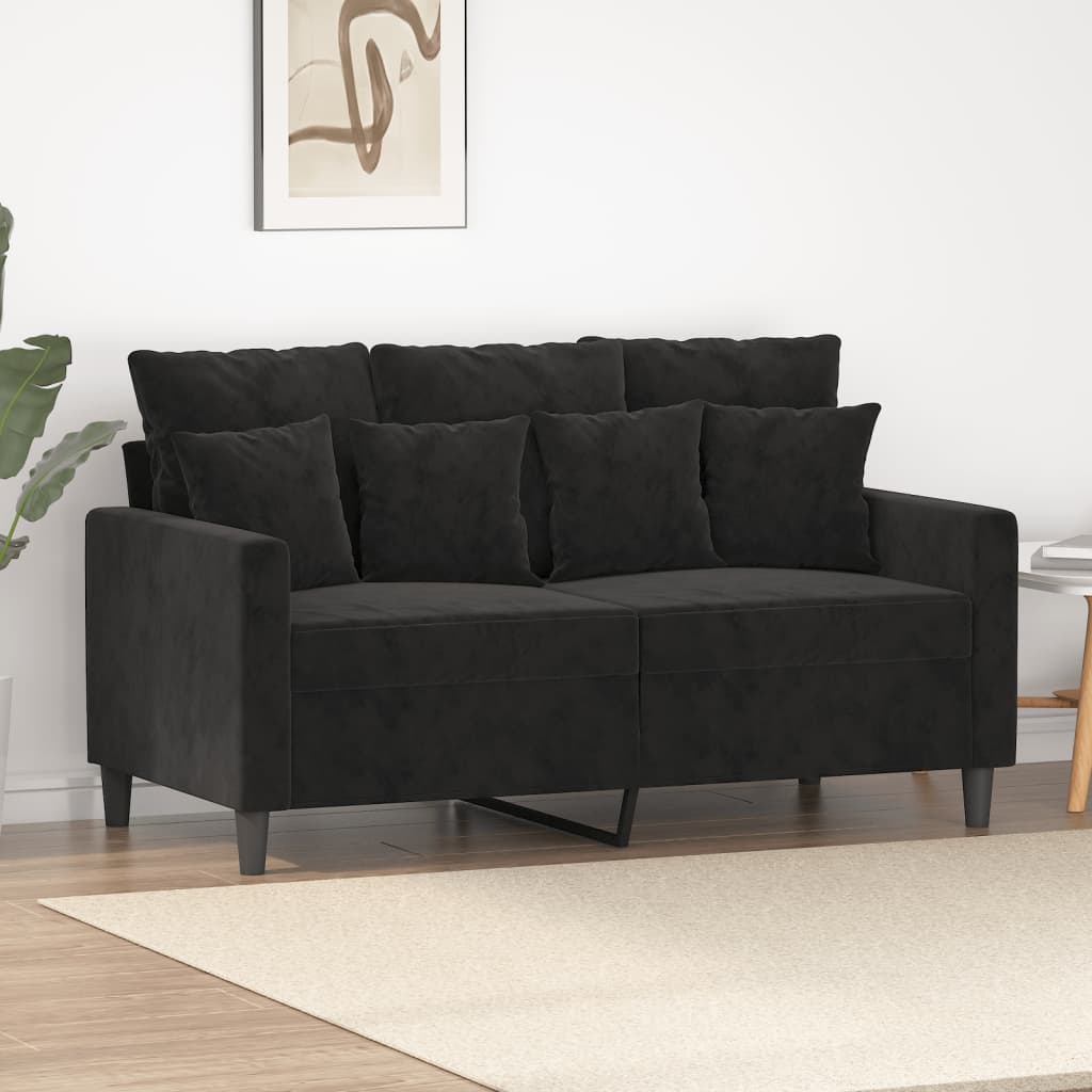 2-personers sofa 120 cm fløjl sort