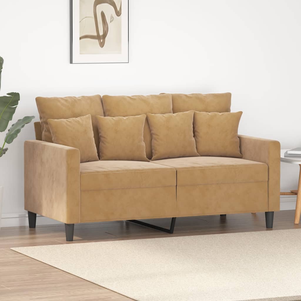 2-personers sofa 120 cm fløjl brun