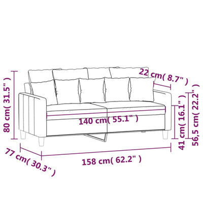 2-personers sofa 140 cm fløjl lysegrå