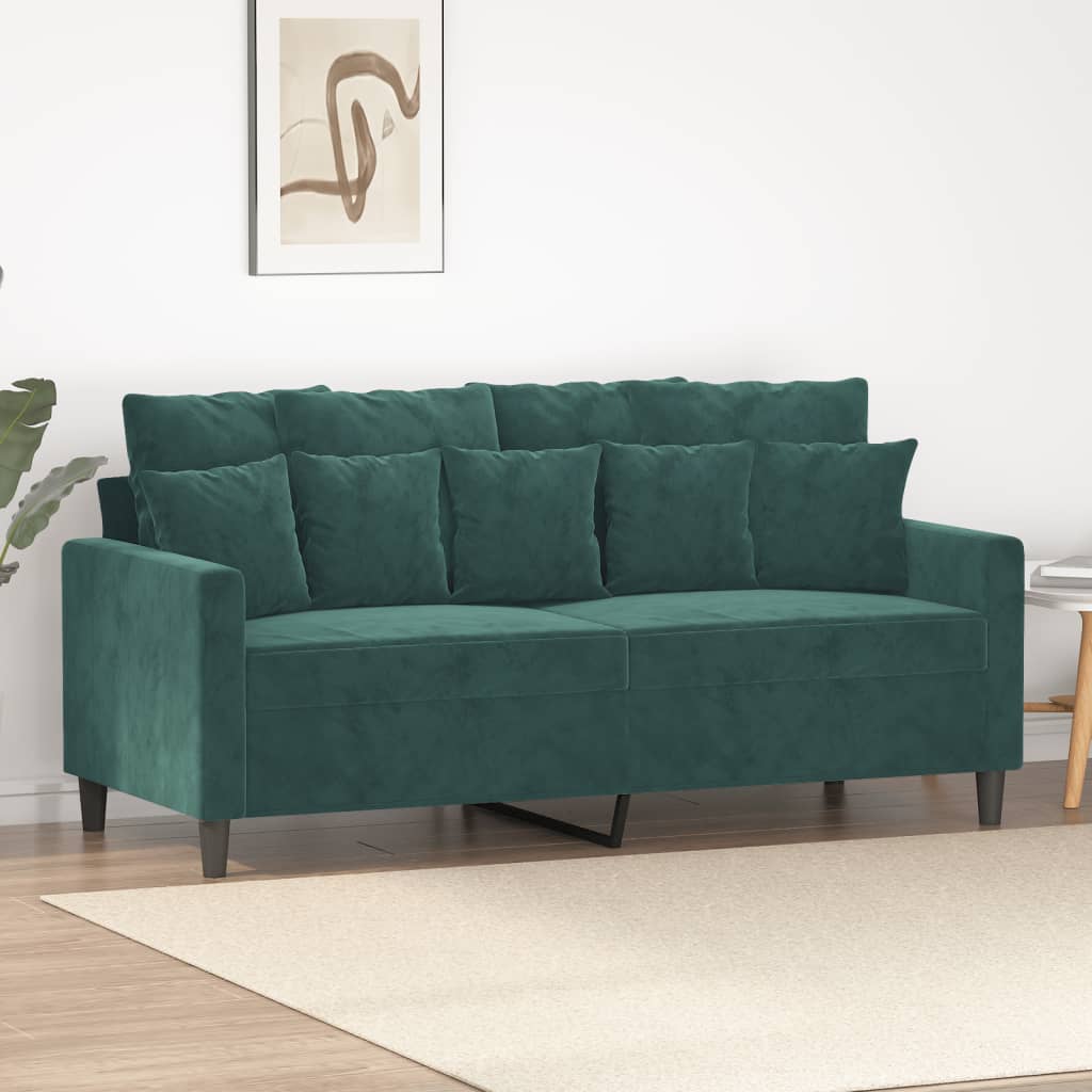 2-personers sofa 140 cm fløjl mørkegrøn