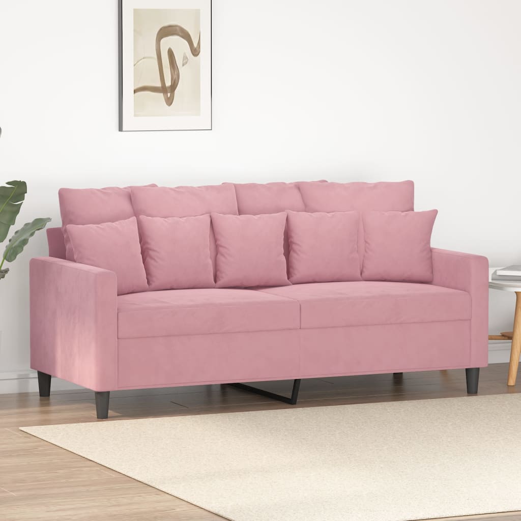 2-personers sofa 140 cm fløjl lyserød