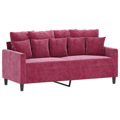 2-personers sofa 140 cm fløjl vinrød