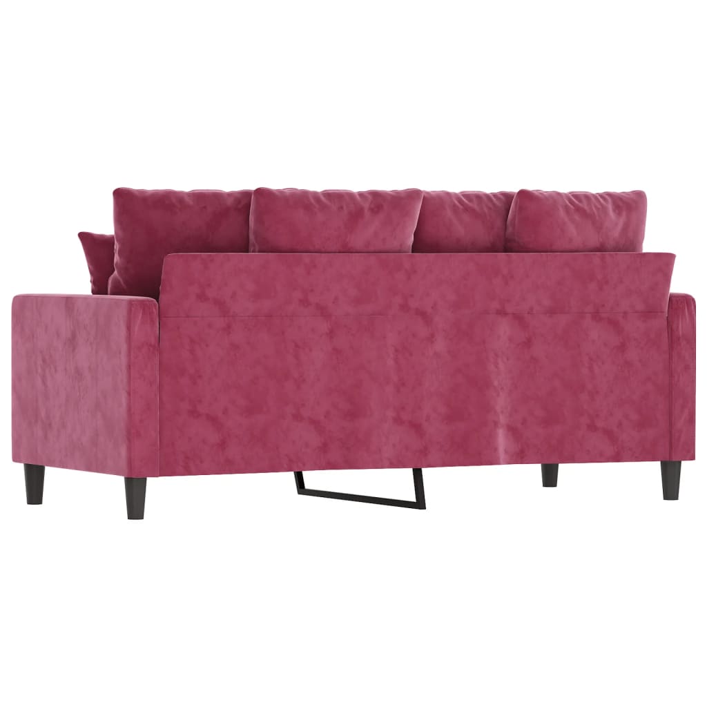 2-personers sofa 140 cm fløjl vinrød