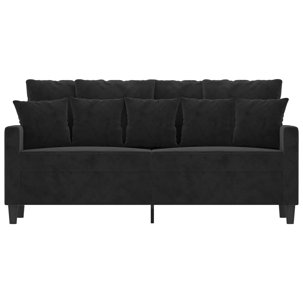 2-personers sofa 140 cm fløjl sort