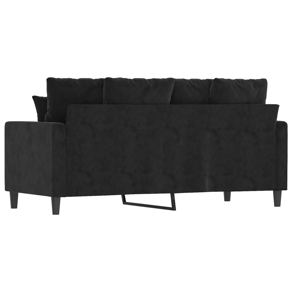 2-personers sofa 140 cm fløjl sort