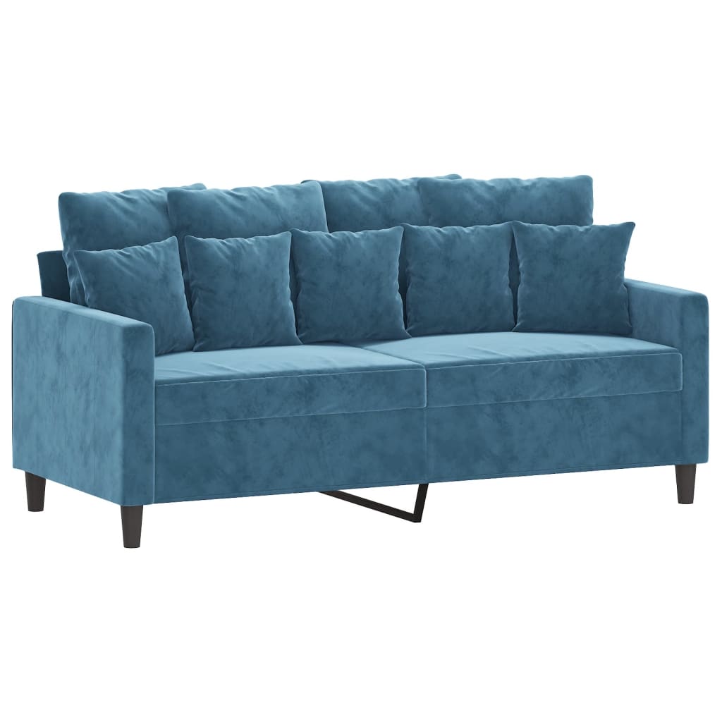 2-personers sofa 140 cm fløjl blå