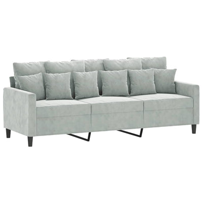 3-personers sofa 180 cm velour lysegrå