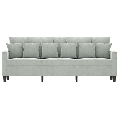 3-personers sofa 180 cm velour lysegrå