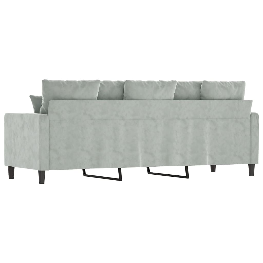 3-personers sofa 180 cm velour lysegrå