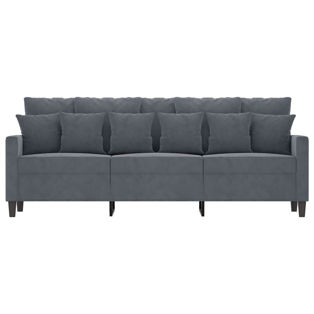 3-personers sofa 180 cm fløjl mørkegrå