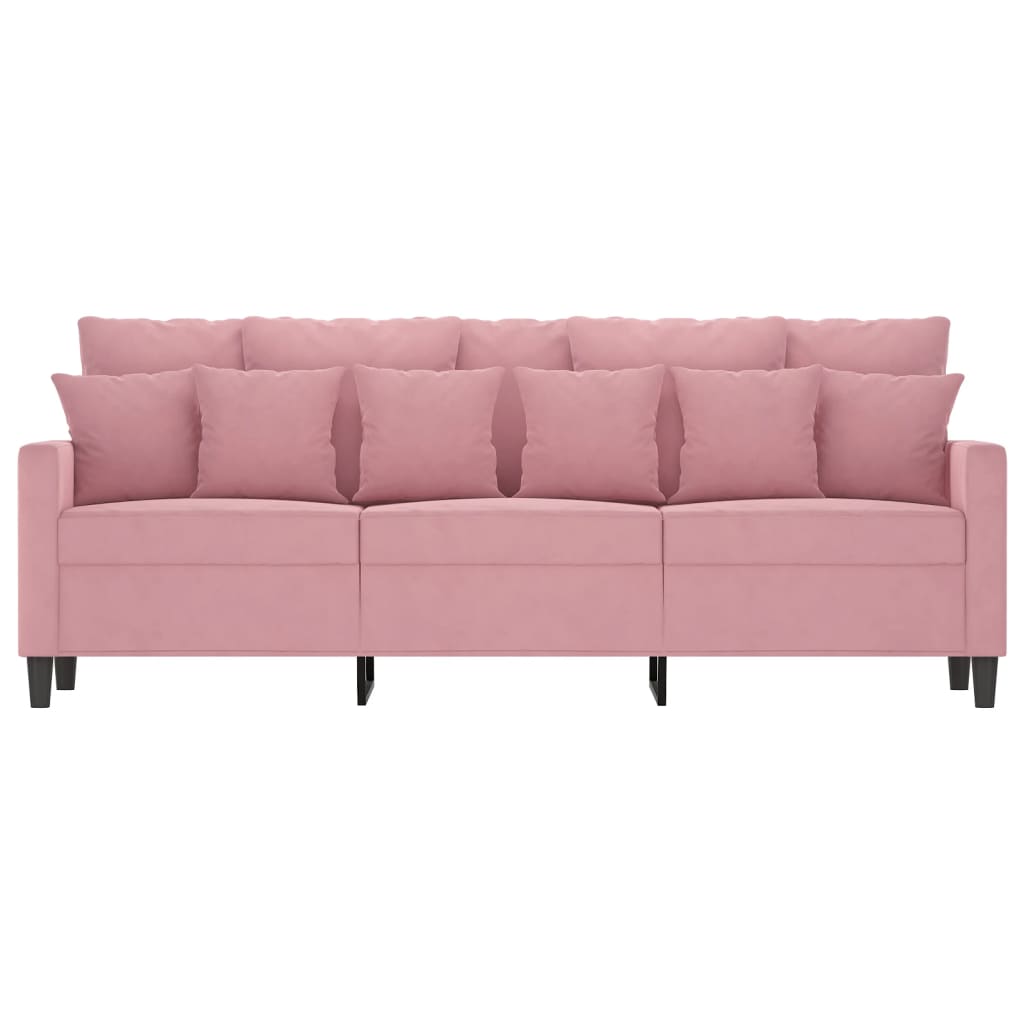 3-personers sofa 180 cm fløjl lyserød