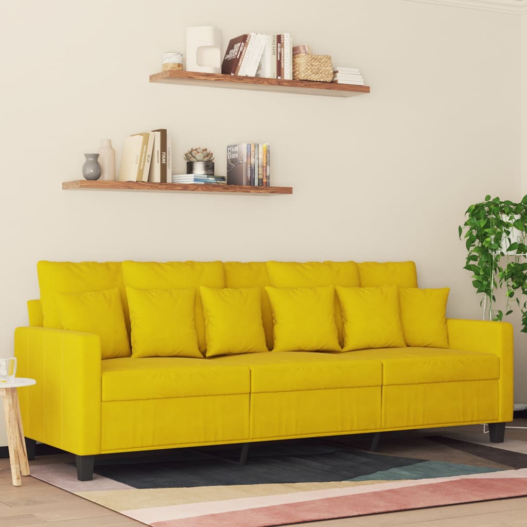 3-personers sofa 180 cm velour gul