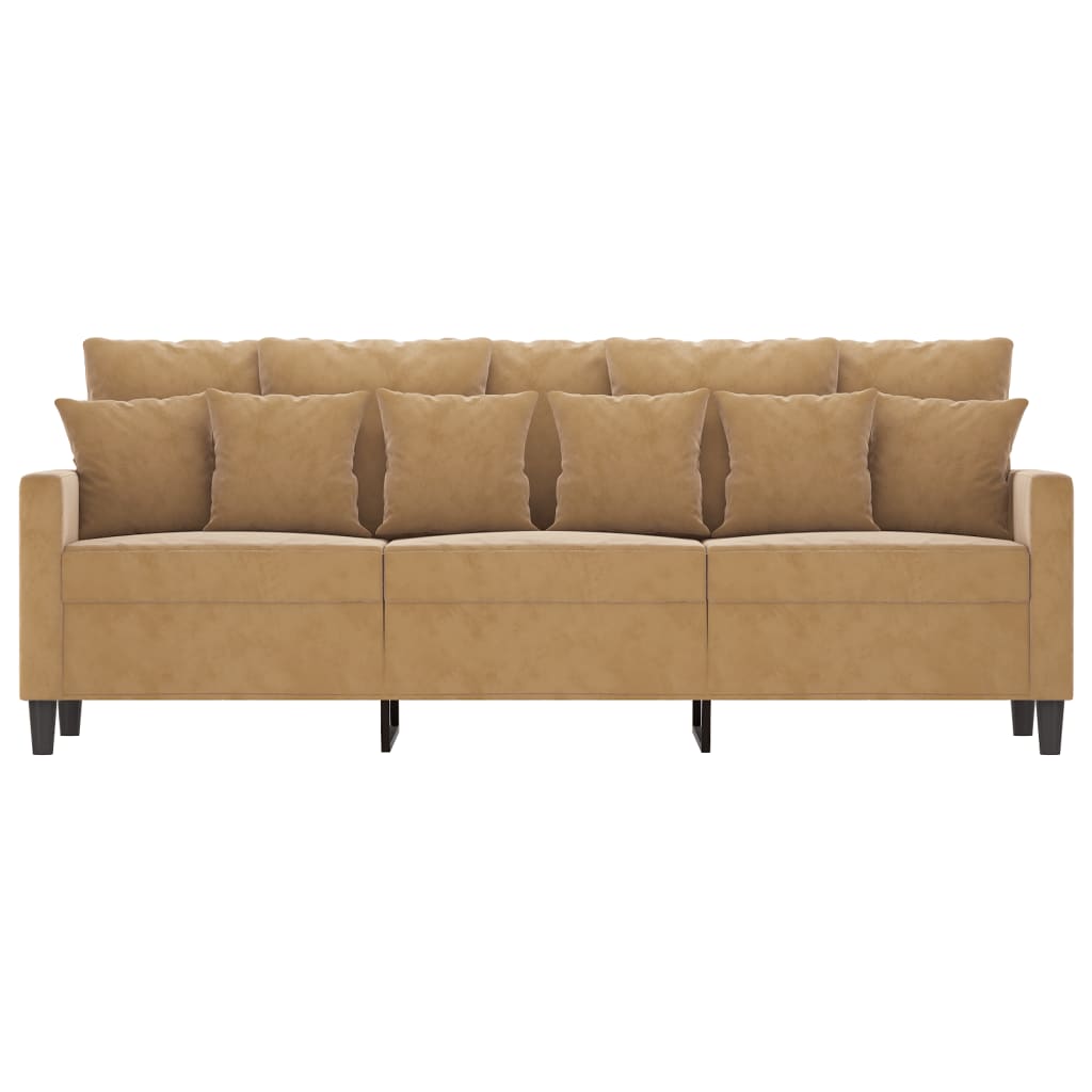 3-personers sofa 180 cm fløjl brun