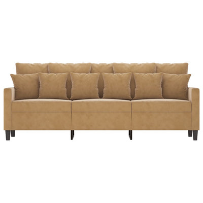 3-personers sofa 180 cm fløjl brun