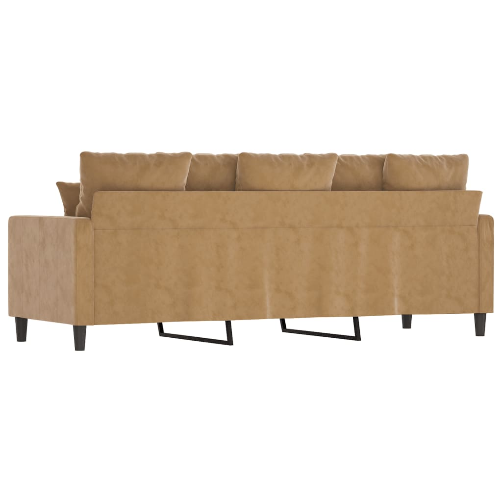 3-personers sofa 180 cm fløjl brun