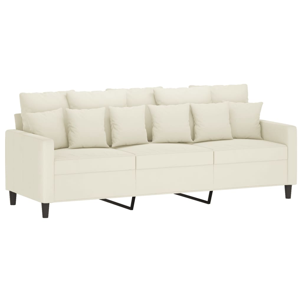 3-personers sofa 180 cm fløjl cremefarvet