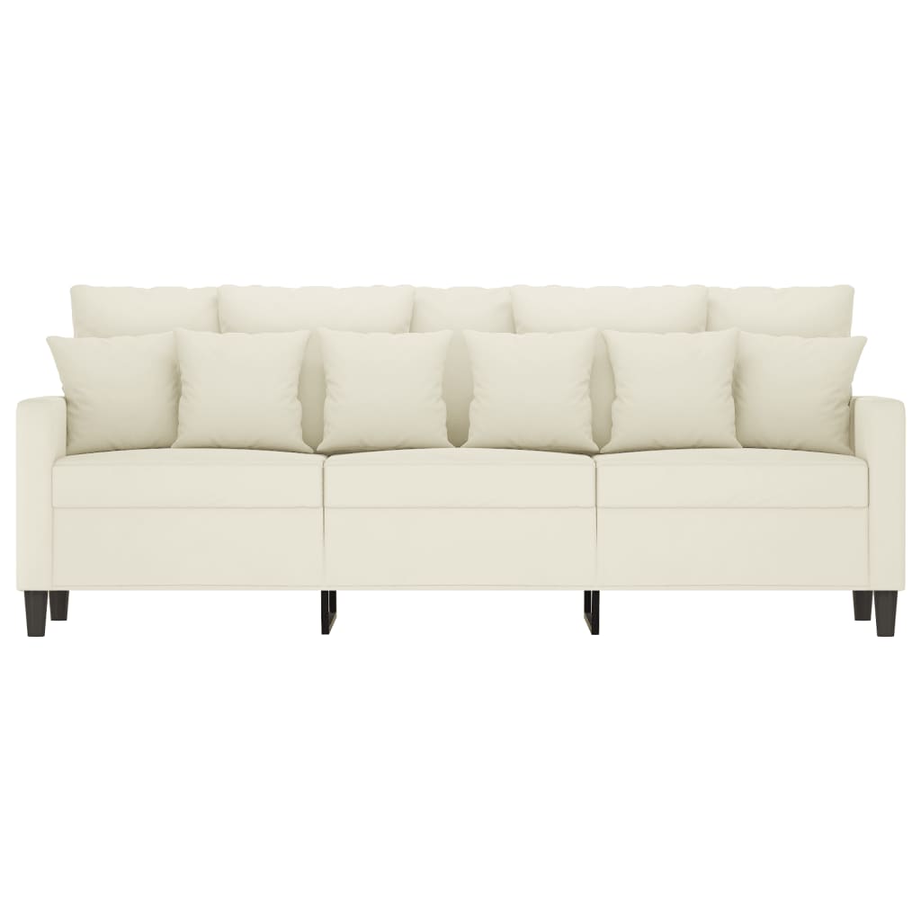 3-personers sofa 180 cm fløjl cremefarvet