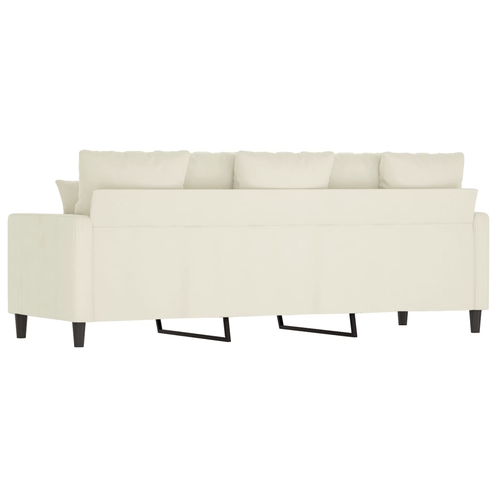 3-personers sofa 180 cm fløjl cremefarvet