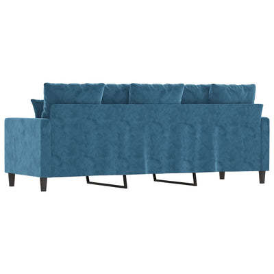 3-personers sofa 180 cm velour blå