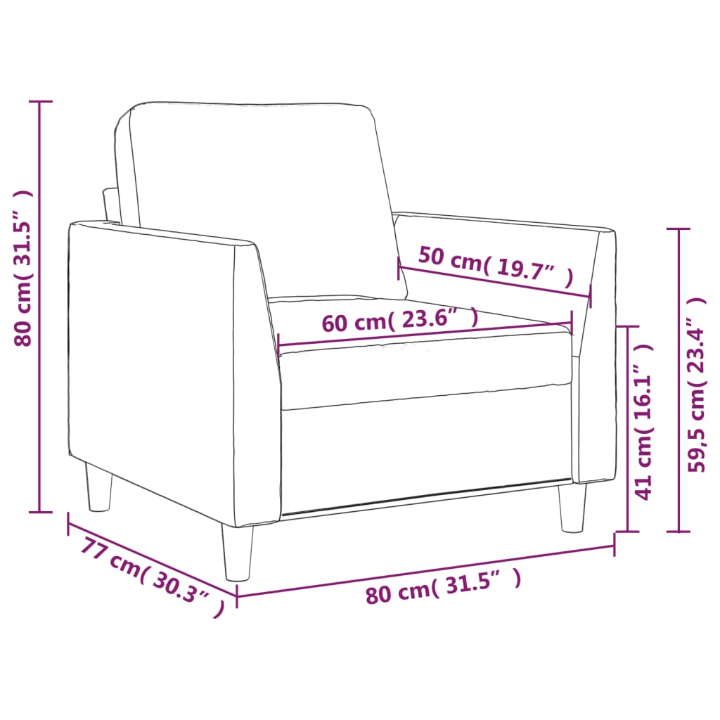 lænestol 60 cm kunstlæder Cremefarvet