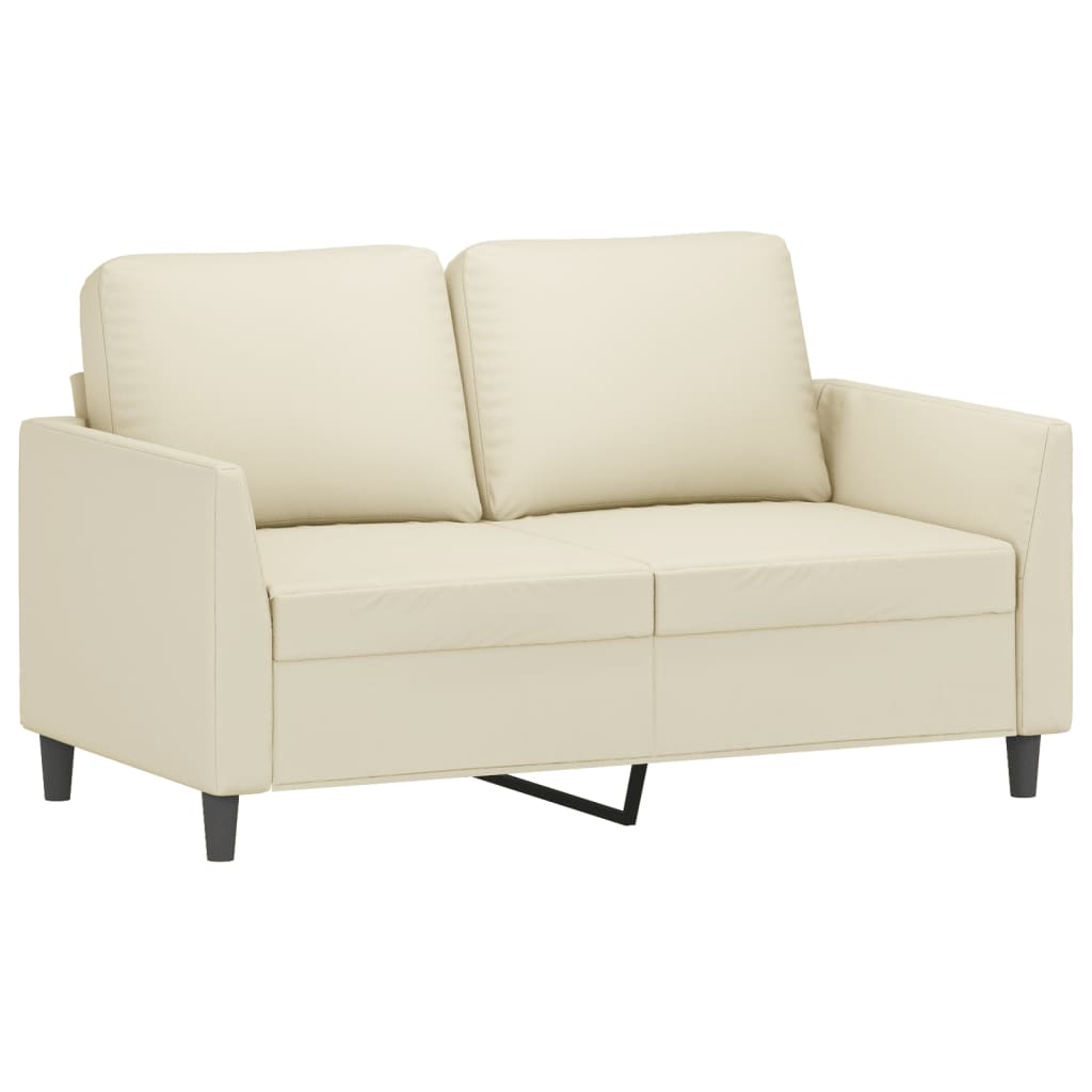 2-personers sofa 120 cm kunstlæder cremefarvet