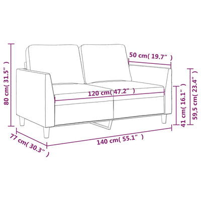 2-personers sofa 120 cm kunstlæder cremefarvet