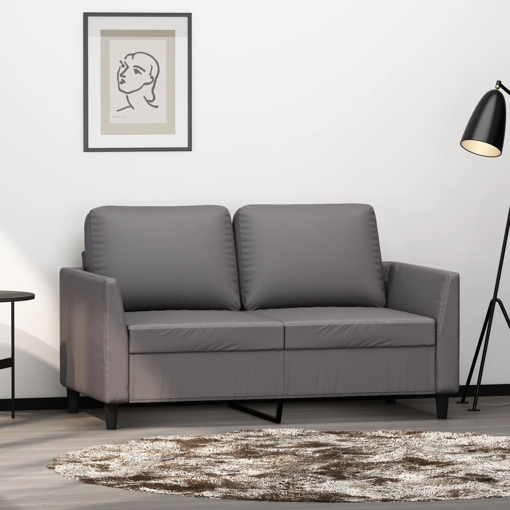 2-personers sofa 120 cm kunstlæder grå