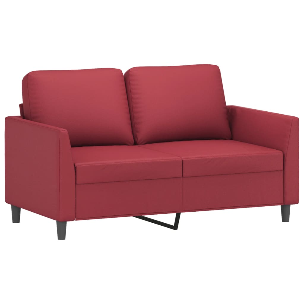 2-personers sofa 120 cm kunstlæder vinrød