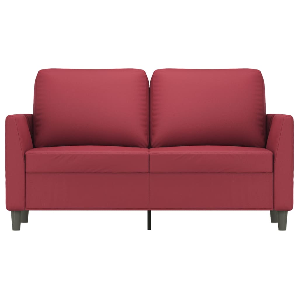 2-personers sofa 120 cm kunstlæder vinrød