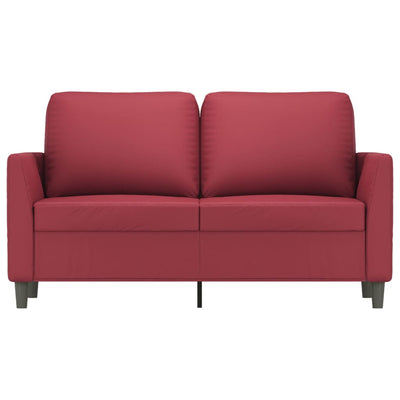 2-personers sofa 120 cm kunstlæder vinrød