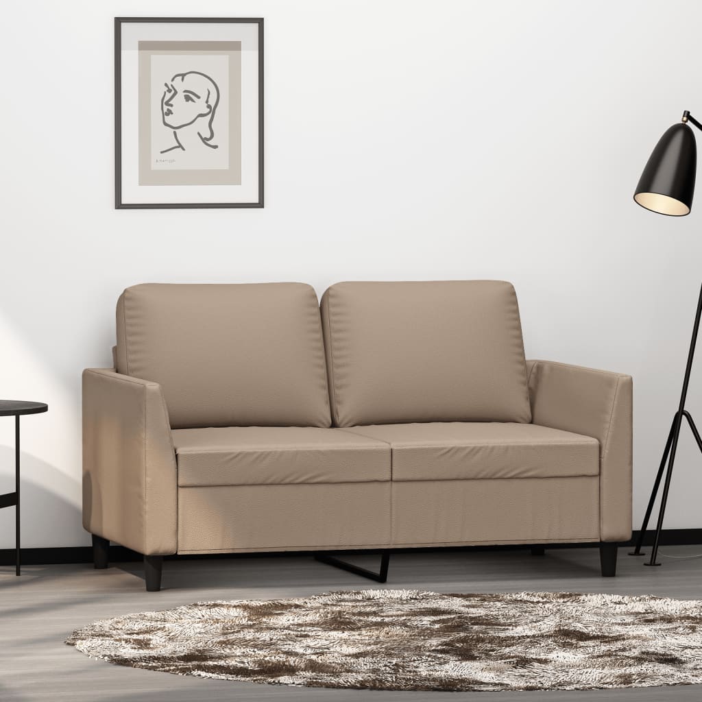 2-personers sofa 120 cm kunstlæder cappuccino