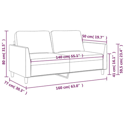 2-personers sofa 140 cm kunstlæder cremefarvet