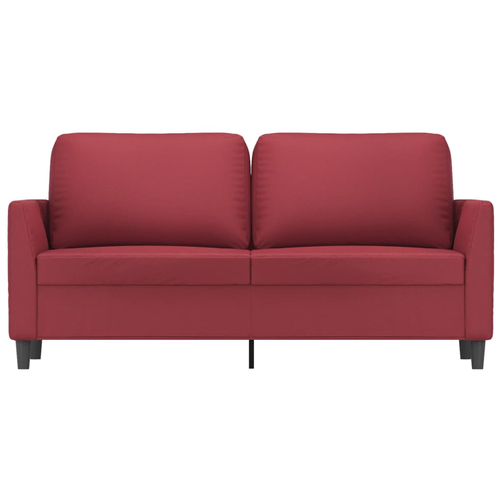 2-personers sofa 140 cm kunstlæder vinrød