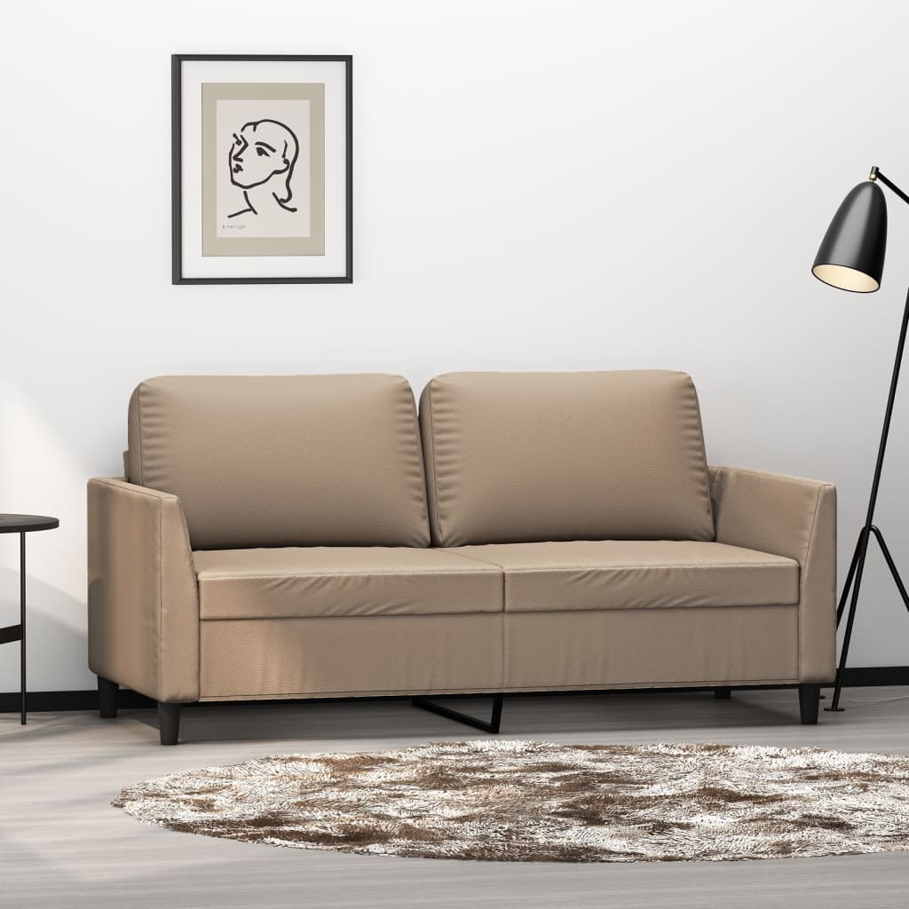 2-personers sofa 140 cm kunstlæder cappuccino